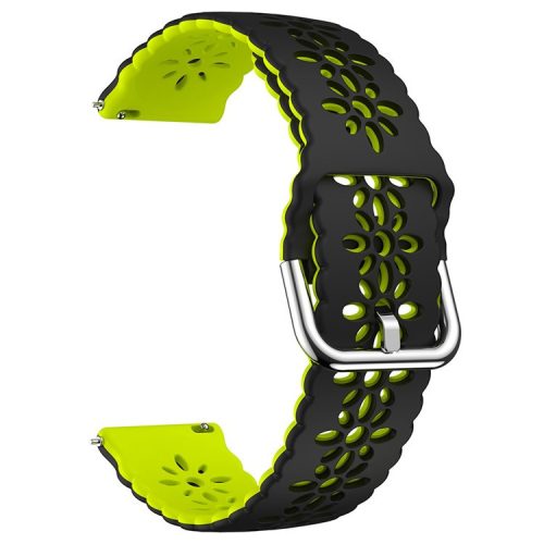 Watch Band for Samsung Galaxy Watch6 / Watch6 Classic / Watch 5 / Watch 5 Pro / Watch4 / Watch4 Classic 20mm Silicone Strap - Black+Fluorescent Green