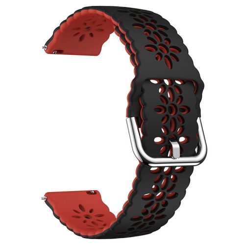 Watch Band for Samsung Galaxy Watch6 / Watch6 Classic / Watch 5 / Watch 5 Pro / Watch4 / Watch4 Classic 20mm Silicone Strap - Black+Red