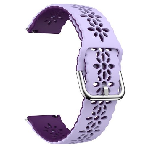 Watch Band for Samsung Galaxy Watch6 / Watch6 Classic / Watch 5 / Watch 5 Pro / Watch4 / Watch4 Classic 20mm Silicone Strap - Lilac Purple+Dark Purple