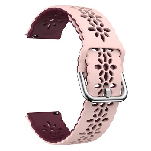 Watch Band for Samsung Galaxy Watch6 / Watch6 Classic / Watch 5 / Watch 5 Pro / Watch4 / Watch4 Classic 20mm Silicone Strap - Pink+Wine Red