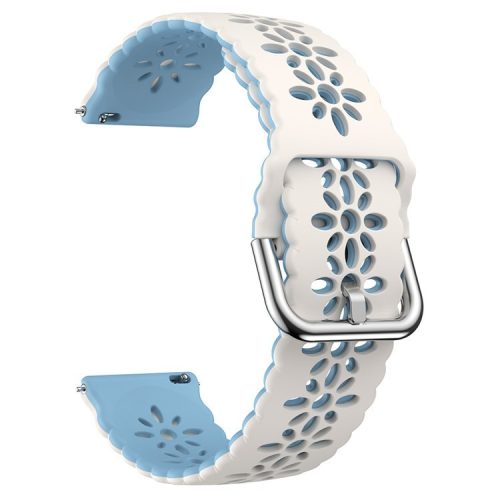 Watch Band for Samsung Galaxy Watch6 / Watch6 Classic / Watch 5 / Watch 5 Pro / Watch4 / Watch4 Classic 20mm Silicone Strap - White+Baby Blue