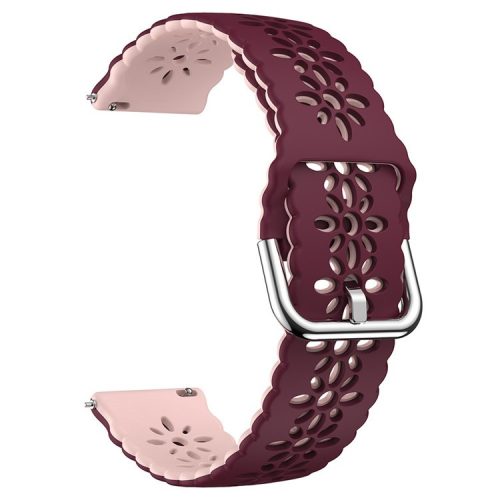 Watch Band for Samsung Galaxy Watch6 / Watch6 Classic / Watch 5 / Watch 5 Pro / Watch4 / Watch4 Classic 20mm Silicone Strap - Wine Red+Pink