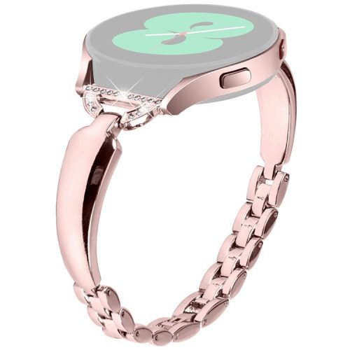 Watch Band for Samsung Galaxy Watch7 44mm / 40mm Replacement Strap D-Shape Rhinestone Decor Alloy Watch Band - Pink