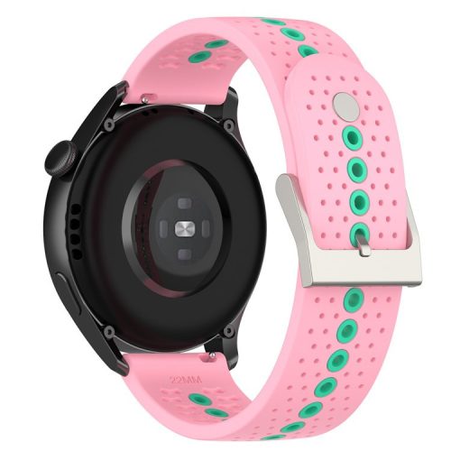 20mm Bi-color Silicone Watch Strap Wristband for Huawei Watch GT3 42mm/Samsung Galaxy Watch 42mm - Pink/Teal