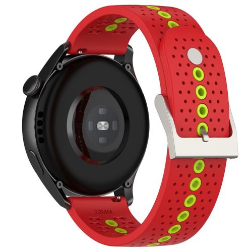 20mm Bi-color Silicone Watch Strap Wristband for Huawei Watch GT3 42mm/Samsung Galaxy Watch 42mm - Red/Green