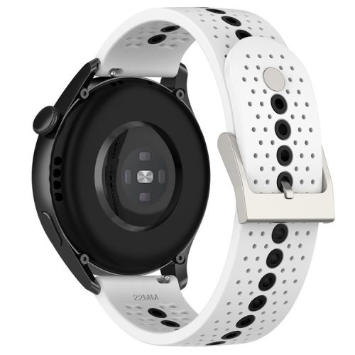 20mm Bi-color Silicone Watch Strap Wristband for Huawei Watch GT3 42mm/Samsung Galaxy Watch 42mm - White/Black