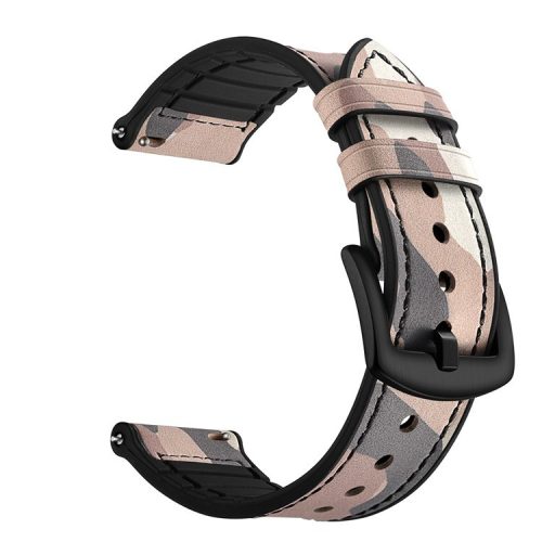 20mm Genuine Leather Coated Silicone Smart Watch Strap for Huawei Watch GT2 42mm - Brown/Camoufage