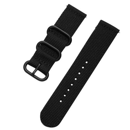 20mm Nylon Watch Band Strap 20mm for Samsung Galaxy Watch4 Classic 46mm 42mm/Watch4 44mm 40mm/Watch Active 2/Huawei Watch GT 42mm - Black