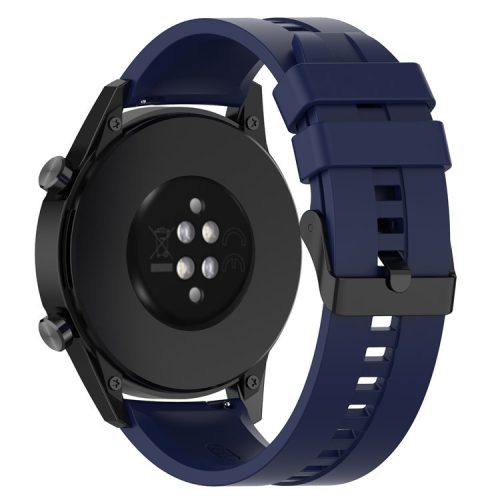 20mm Silicone Adjustable Watch Band Wrist Strap for Huawei Watch GT Runner/Watch GT3 42mm - Black Steel Buckle/Midnight Blue