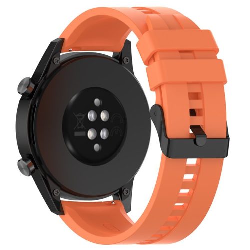 20mm Silicone Adjustable Watch Band Wrist Strap for Huawei Watch GT Runner/Watch GT3 42mm - Black Steel Buckle/Orange