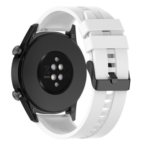 20mm Silicone Adjustable Watch Band Wrist Strap for Huawei Watch GT Runner/Watch GT3 42mm - Black Steel Buckle/White