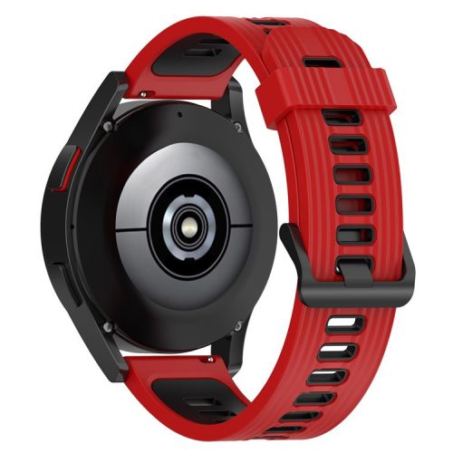 20mm Silicone Stripe Bi-color Watch Strap for Huawei Watch GT2 42mm / Samsung Galaxy Watch6 40mm 44mm / Watch6 Classic 43mm 47mm / Watch 5 40mm 44mm / 5 Pro 45mm / Watch4 40mm 44mm - Red / Black