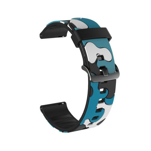 22mm Camouflage with Black Buckle Silicone Watch Band for Huawei Watch GT 2 46mm/GT/GT 2e - Blue