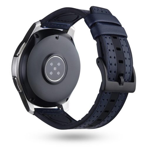 22mm Carbon Fiber Leather Coated Silicone Watch Strap for Huawei Watch GT2/Galaxy Watch 46mm etc. - Dark Blue