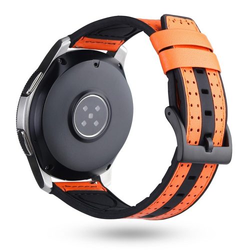 22mm Carbon Fiber Leather Coated Silicone Watch Strap for Huawei Watch GT2/Galaxy Watch 46mm etc. - Orange