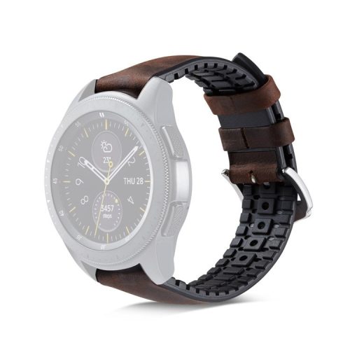 22mm Genuine Leather + Silicone Watch Strap Replacement for Huawei Watch GT - Coffee