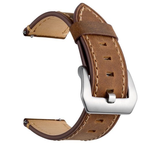 22mm Genuine Leather Watch Strap Smart Watch Band for Huawei Watch GT / Watch 2 / Watch Magic - Brown