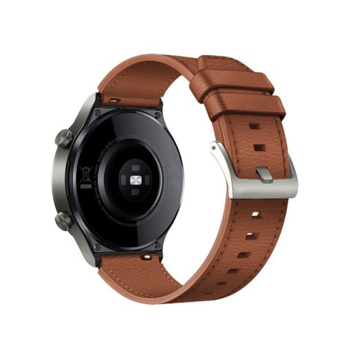 22mm Leather Smart Watch Band Replacement Adjustable Watch Strap for Huawei Watch GT 2 46mm/GT 2 Pro - Brown