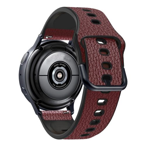 22mm Litchi Texture PU Leather Coated TPU Watchband Adjustable Multiple Holes Replacement Strap for Huawei Watch GT3 46mm/GT Runner - Dark Brown