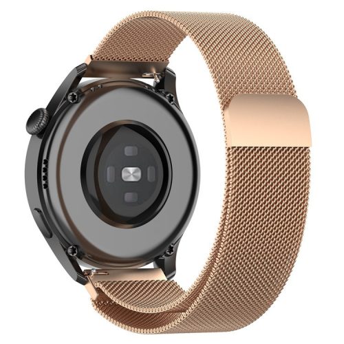 22mm Magnetic Closure Milanese Wristband Breathable Watch Strap Replacement for Huawei Watch GT3 46mm/Samsung Gear S3 Frontier/Classic - Rose Gold