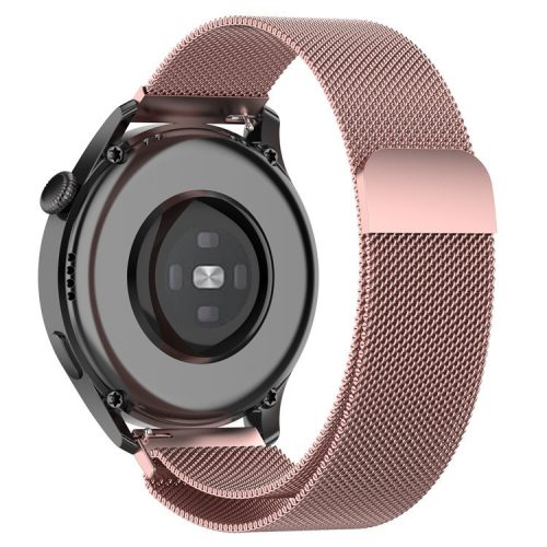 22mm Magnetic Closure Milanese Wristband Breathable Watch Strap Replacement for Huawei Watch GT3 46mm/Samsung Gear S3 Frontier/Classic - Rose Pink