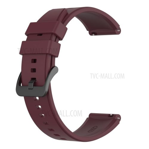 22mm Plain Silicone Watch Band Strap Replacement for Huawei Watch 3/Watch 3 Pro - Wine Red