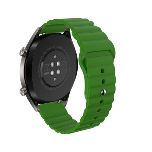 22mm Reverse Buckle Silicone Watchband for Samsung Gear S3/Galaxy Watch 46mm/Huawei GT2 46mm/Huami Amazfit 1/2 - Dark Green