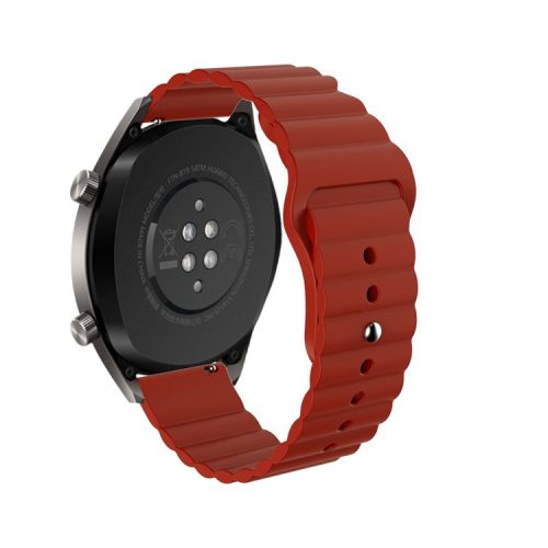 22mm Reverse Buckle Silicone Watchband for Samsung Gear S3/Galaxy Watch 46mm/Huawei GT2 46mm/Huami Amazfit 1/2 - Wine Red