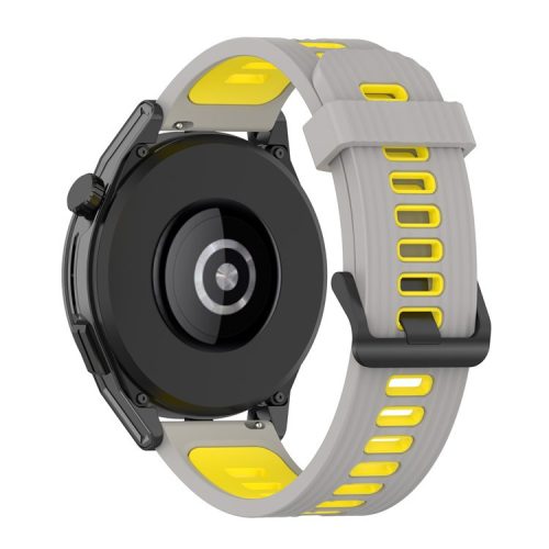 22mm Silicone Watch Strap Soft Wristband with Buckle for Samsung Galaxy Watch 3 45mm R840/Gear S3/Huawei Watch GT 2e/GT3 46mm/GT Runner - Grey/Yellow