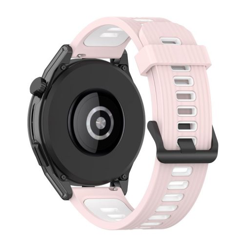 22mm Silicone Watch Strap Soft Wristband with Buckle for Samsung Galaxy Watch 3 45mm R840/Gear S3/Huawei Watch GT 2e/GT3 46mm/GT Runner - Pink/White