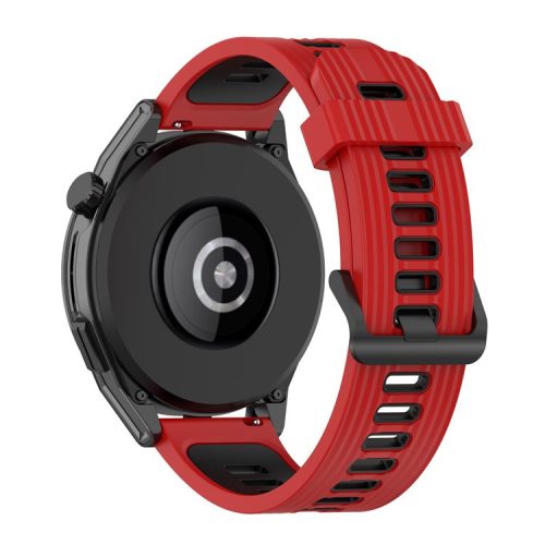 22mm Silicone Watch Strap Soft Wristband with Buckle for Samsung Galaxy Watch 3 45mm R840/Gear S3/Huawei Watch GT 2e/GT3 46mm/GT Runner - Red/Black