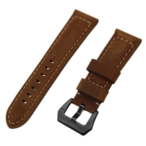 22mm Split Leather Watch Band with Black Big Buckle for Huawei Watch GT - Dark Brown