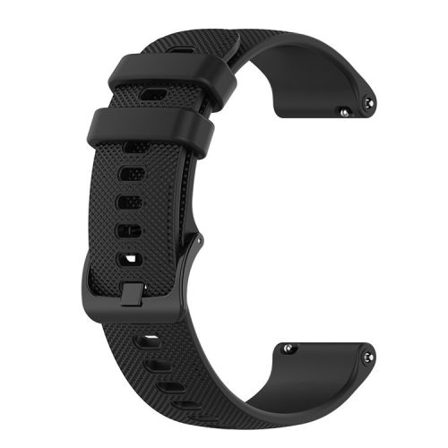 22mm Universal Grid Texture Silicone Watchband Replace Strap for Huawei Watch 3 / 3 Pro / Samsung Amazfit Watch Etc - Black