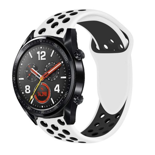 Bi-color Soft Silicone Watch Band for Huawei Watch GT - White / Black