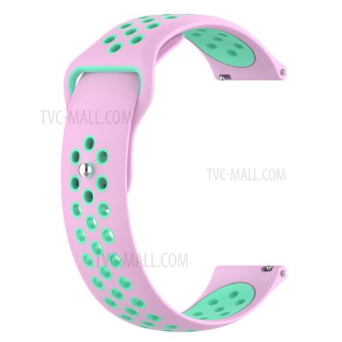 Dual Color Adjustable Silicone Watch Band Wrist Strap 22mm for Huawei Watch 3/Watch 3 Pro - Pink/Teal