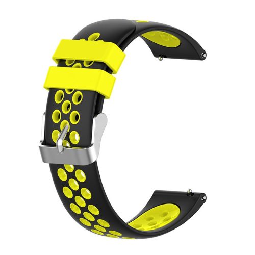 Dual Color Silicone Adjustable Watch Band Strap Replacement 22mm for Huawei Watch 3/Watch 3 Pro - Black/Yellow