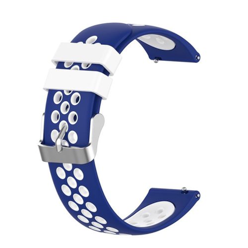 Dual Color Silicone Adjustable Watch Band Strap Replacement 22mm for Huawei Watch 3/Watch 3 Pro - Blue/White