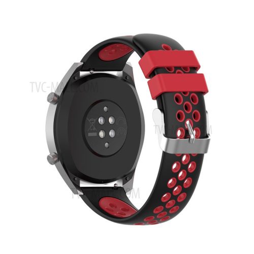 Dual Color Soft Silicone Smart Watch Replacement Strap 22mm for HUAWEI Watch GT2 46mm - Black/Red