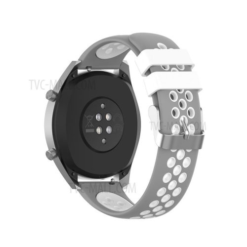 Dual Color Soft Silicone Smart Watch Replacement Strap 22mm for HUAWEI Watch GT2 46mm - Grey/White