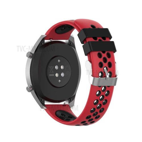 Dual Color Soft Silicone Smart Watch Replacement Strap 22mm for HUAWEI Watch GT2 46mm - Red/Black