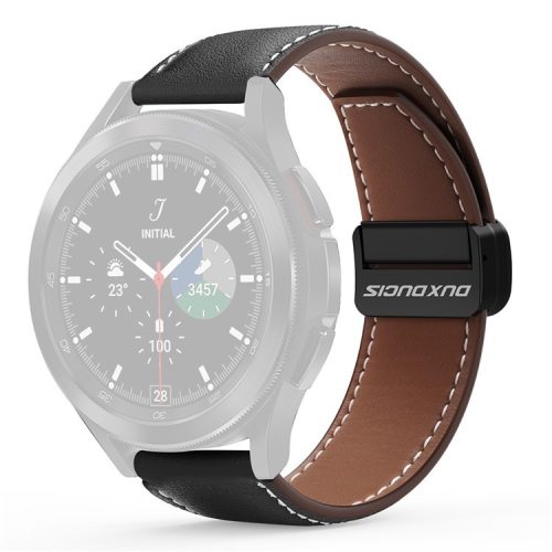 DUX DUCIS YA Series for Samsung Galaxy Watch6 /  Watch5  /  Huawei Watch GT3 Pro 43mm Genuine Cow Leather Strap 20mm Watch Band - Black