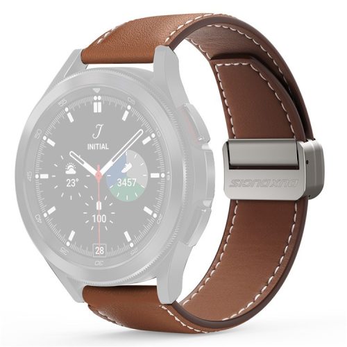 DUX DUCIS YA Series for Samsung Galaxy Watch6 /  Watch5  /  Huawei Watch GT3 Pro 43mm Genuine Cow Leather Strap 20mm Watch Band - Brown