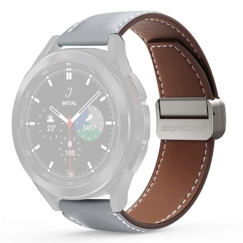 DUX DUCIS YA Series for Samsung Galaxy Watch6 /  Watch5  /  Huawei Watch GT3 Pro 43mm Genuine Cow Leather Strap 20mm Watch Band - Grey