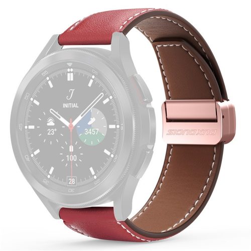 DUX DUCIS YA Series for Samsung Galaxy Watch6 /  Watch5  /  Huawei Watch GT3 Pro 43mm Genuine Cow Leather Strap 20mm Watch Band - Red