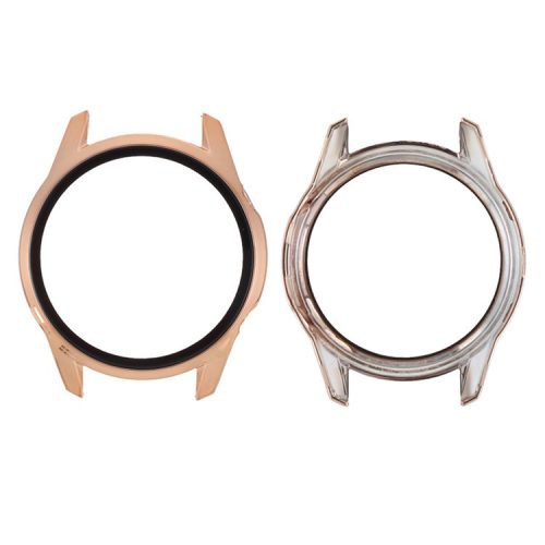 Electroplating PC Case Frame Tempered Glass Protector Cover for Huawei Watch GT 2 42mm - Beige