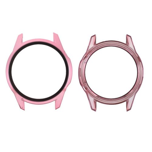 Electroplating PC Case Frame Tempered Glass Protector Cover for Huawei Watch GT 2 42mm - Rose Gold