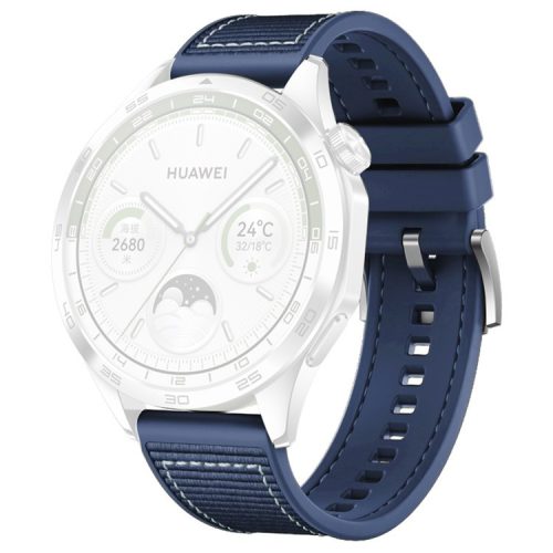 For  Huawei Watch GT 4 / GT 3 / GT 2 46mm Watch Strap 22mm Nylon Coated Silicone Strap Replacement - Blue