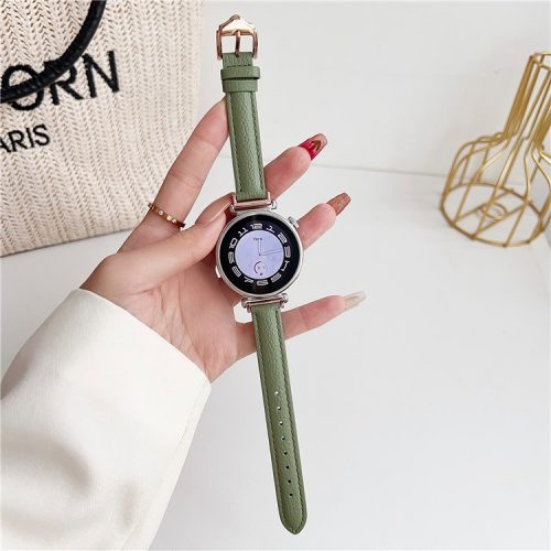 For Asus ZenWatch 3 WI503Q / ZenWatch 2 WI502Q / Huawei Watch GT 4 41mm PU Leather Strap 18mm Watch Band - Light Green