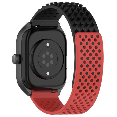 For Huami Amazfit GTS 4 Mini / Samsung Gear Sport / Huawei Watch 2 Silicone Watch Strap 20mm Breathable Watch Band - Black / Red