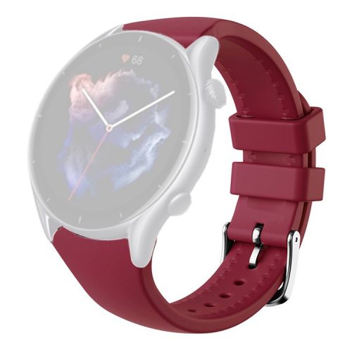 For Huami Amazfti GTR 4 / GTR 3 / GTR 3 Pro / Huawei Watch GT 3 42mm 46mm Watch Strap 22mm Silicone Bands Replacement - Wine Red